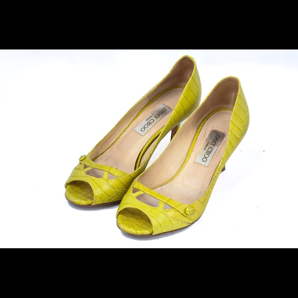 Jimmy Choo Open toe pumps lime green,